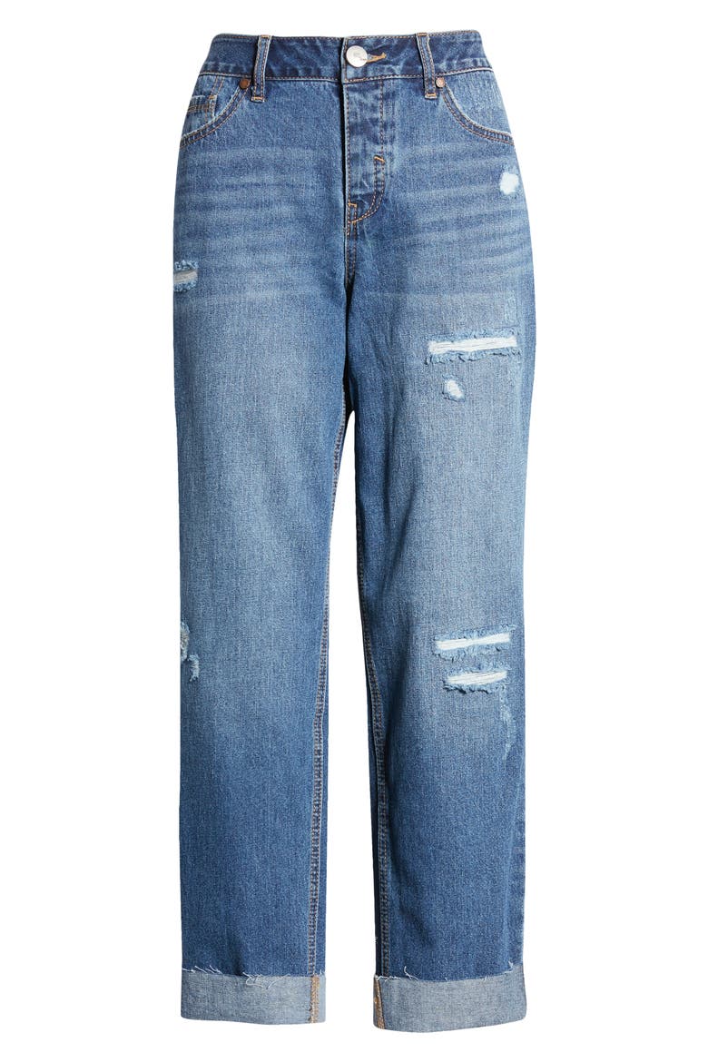 Ripped Cuffed Slim Fit Girlfriend Jeans, Alternate, color, ADDY