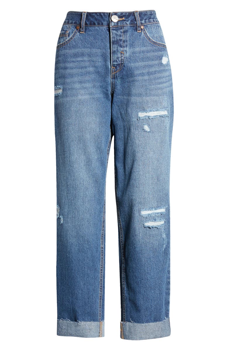 1822 Denim Ripped Cuffed Slim Fit Girlfriend Jeans, Alternate, color, 