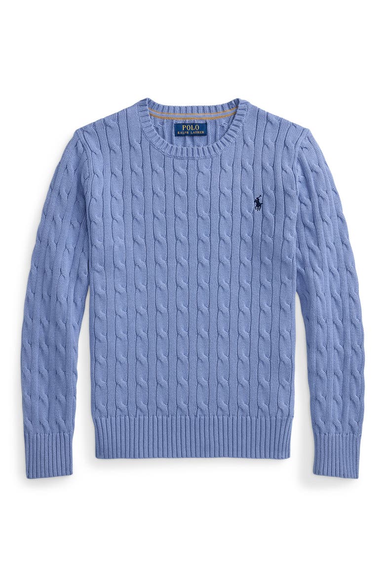 Kids' Combed Cotton Cable Knit Sweater (Nordstrom Exclusive), Main, color, CAMPUS BLUE