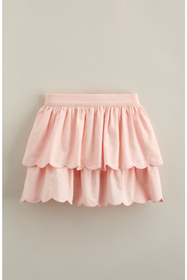 Kids' Scallop Trim Tiered Cotton Skirt, Main, color, PINK FONDANT