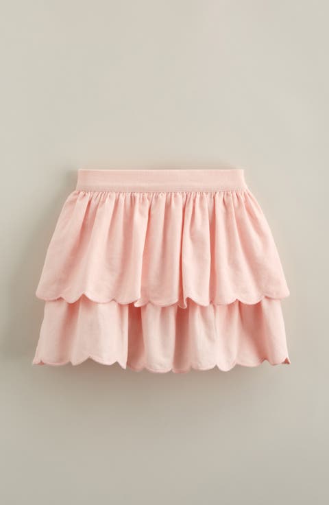 Kids' Scallop Trim Tiered Cotton Skirt (Toddler, Little Kid & Big Kid)