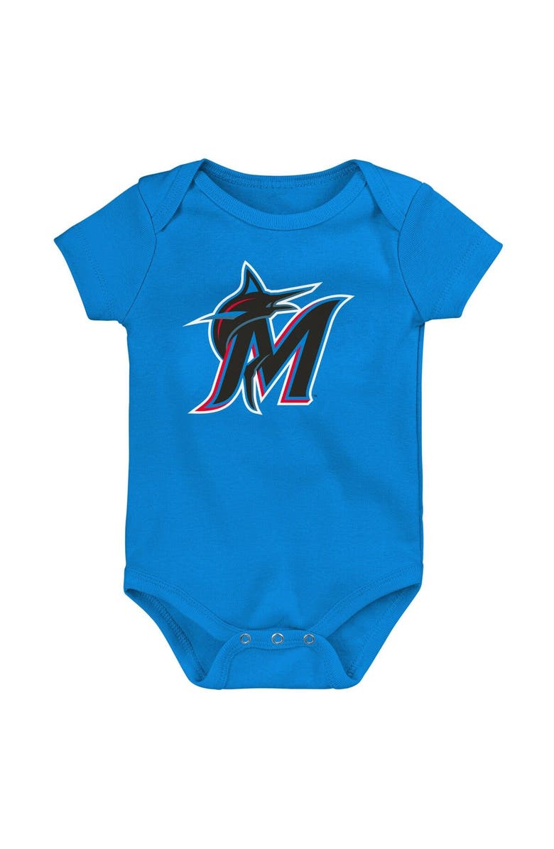 Outerstuff Infant Blue/White/Heather Gray Miami Marlins Biggest Little Fan 3-Pack Bodysuit Set, Alternate, color, Blue