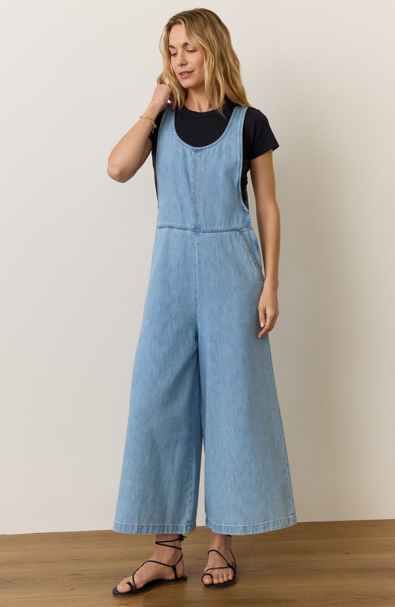 Marine Layer Layla Wide Leg Denim Jumpsuit, Alternate, color, 