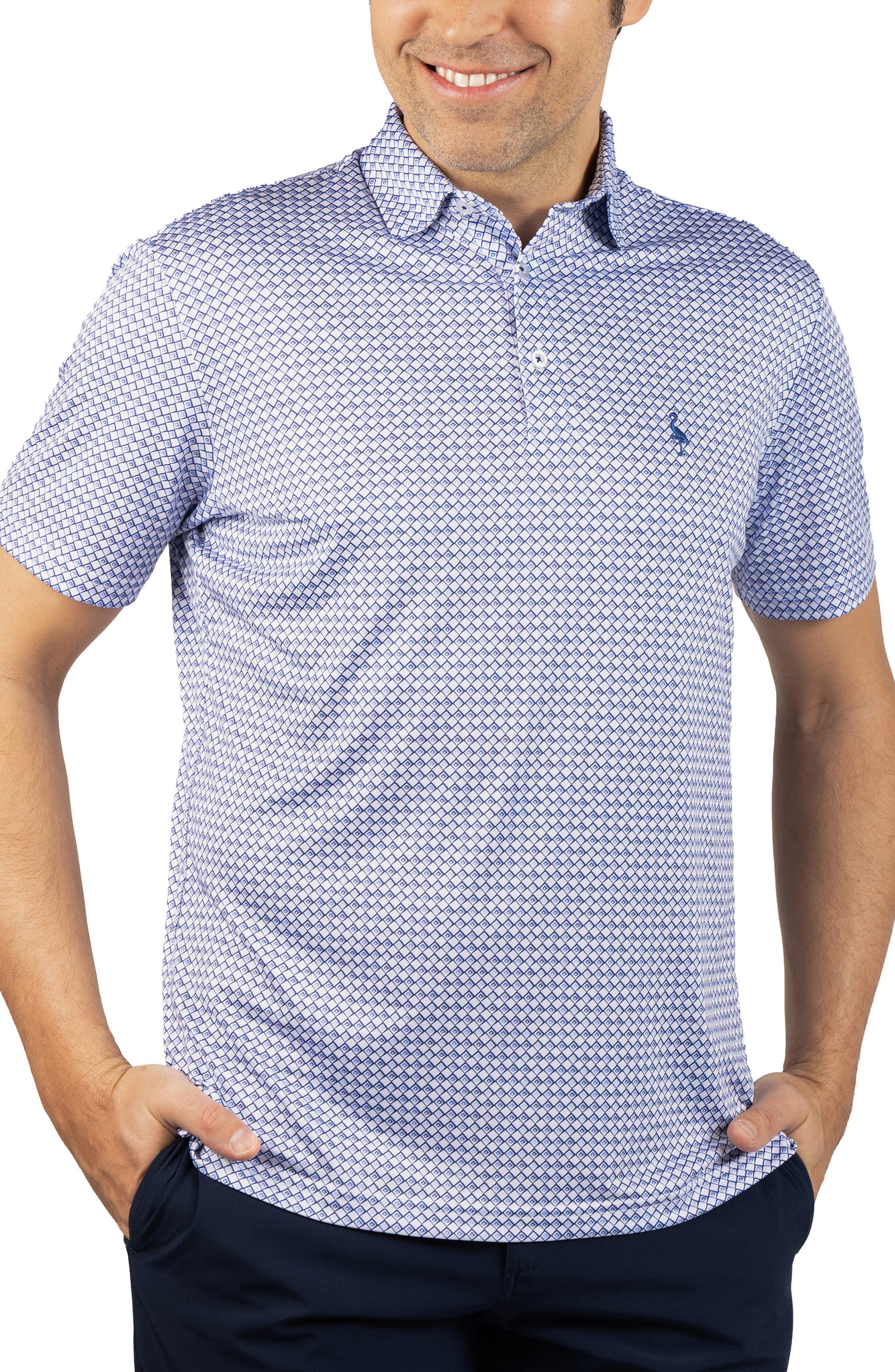 TailorByrd Nested Diamond Print Performance Polo