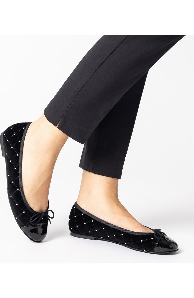 Jon Josef Belle Imitation Pearl Quilted Velvet Ballet Flat, Alternate, color,