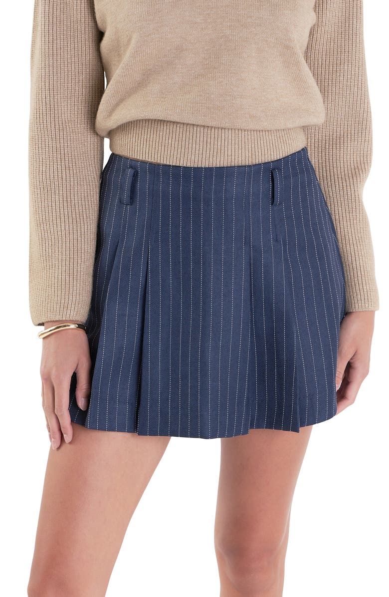 English Factory Stripe Skort, Alternate, color, Navy