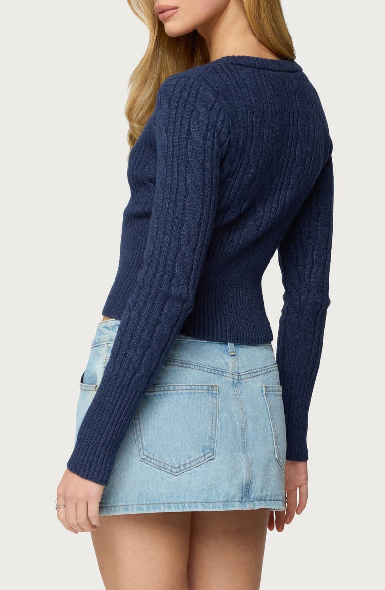 EDIKTED Hadliee Cable Knit Crop Henley, Alternate, color, 