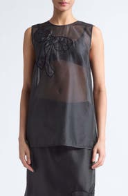 Cecilie Bahnsen Alba Bow Appliqué Silk Blend Organza Top