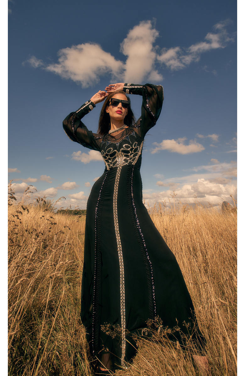 Temperley London Sofia Gown, Alternate, color, Black