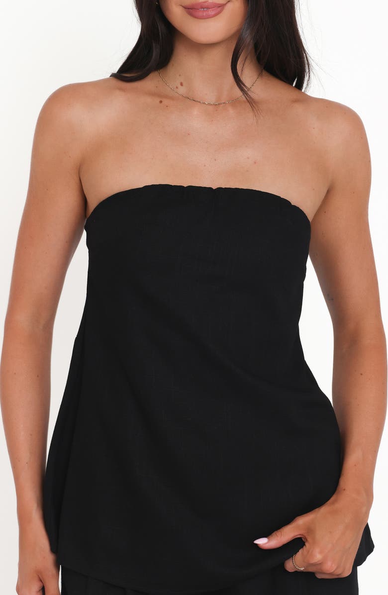 Petal & Pup Rosemarie Strapless Longline Linen Blend Top, Alternate, color, Black