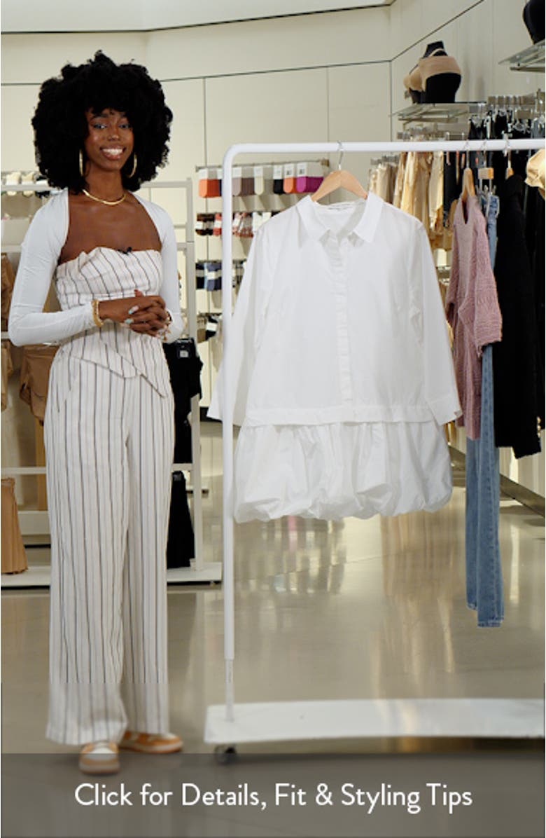 Bubble Hem Long Sleeve Cotton Shirtdress, sales video thumbnail