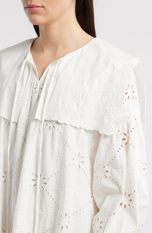 DAMSON MADDER DAMSON MADDER CASSIDY LONG SLEEVE ORGANIC COTTON EYELET MINIDRESS