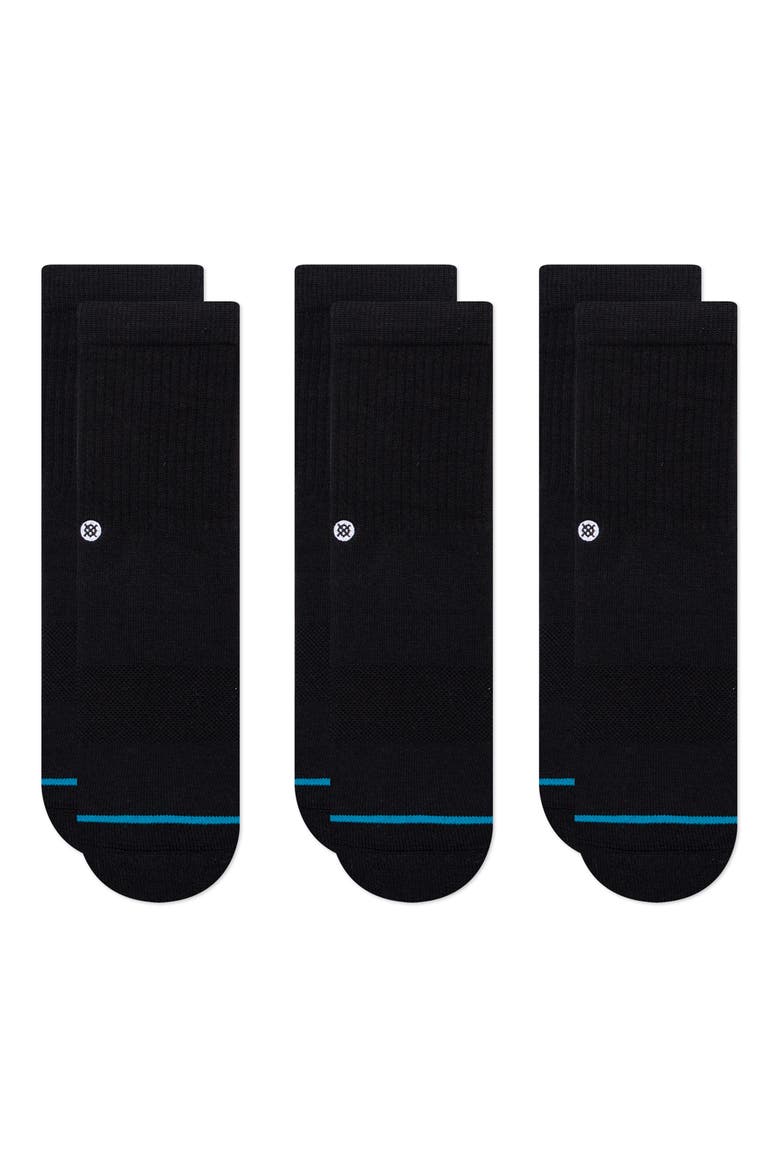 Icon 3-Pack Assorted Socks, Main, color, BLACK