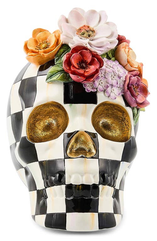 Mackenzie-childs Mackenzie Childs Courtly Check Cascade Floral Skull In Multi