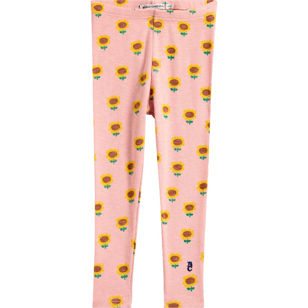 Bobo Choses Sunflower Rib Leggings In Light Pink