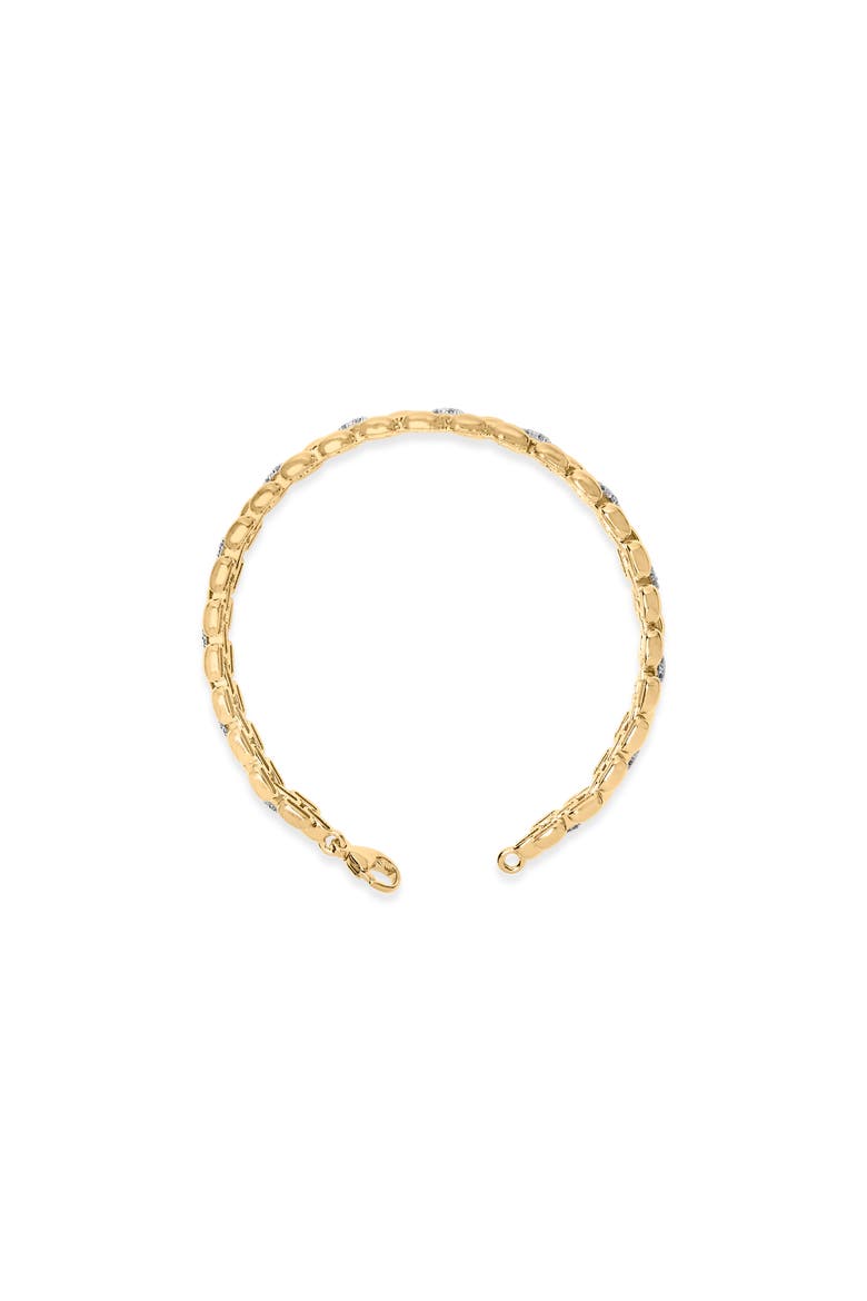 Gold Vermeil Plated Sterling Silver 1/7 Cttw Diamond Panther Link Bracelet, Alternate, color, Silver