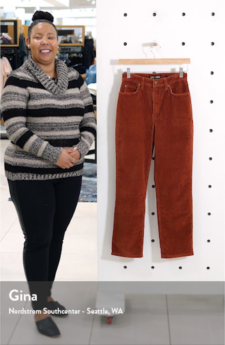 High Waist Straight Leg Corduroy Ankle Pants, sales video thumbnail