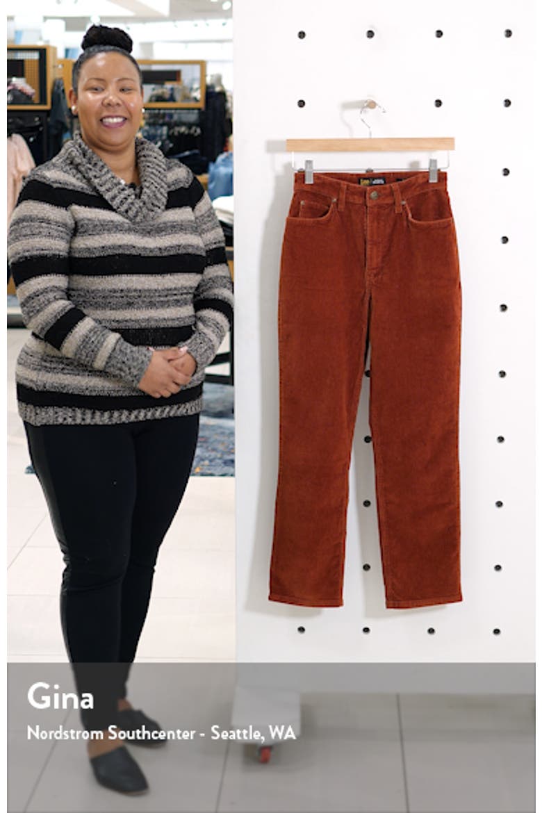 High Waist Straight Leg Corduroy Ankle Pants video