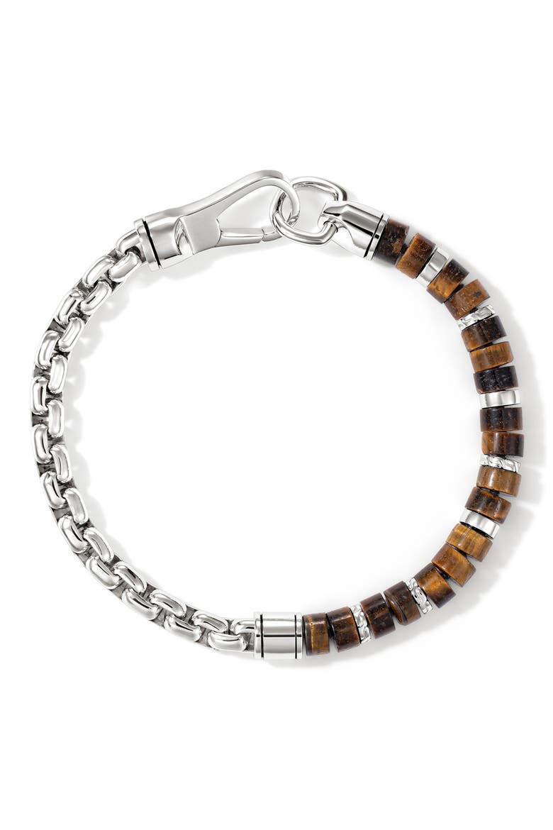 Men's Heishi Sterling Silver Bracelet, Alternate, color, TIGER EYE