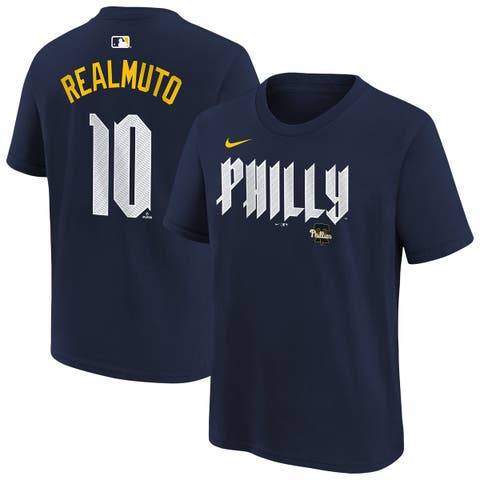 Youth Nike J.T. Realmuto Navy Philadelphia Phillies City Connect Name & Number T-Shirt