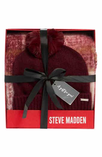 Steve Madden Plaid Tinsel Scarf & Beanie Gift Set