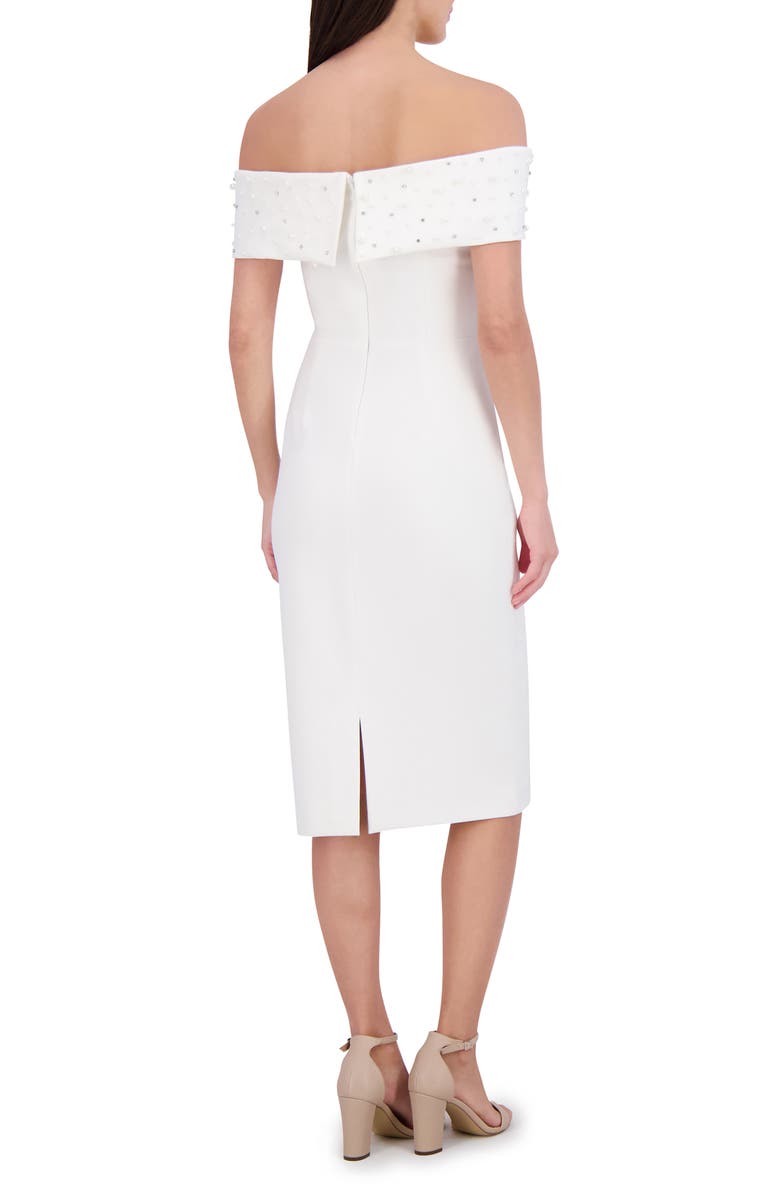 Eliza J Embellished Off the Shoulder Cocktail Midi Dress, Alternate, color, 