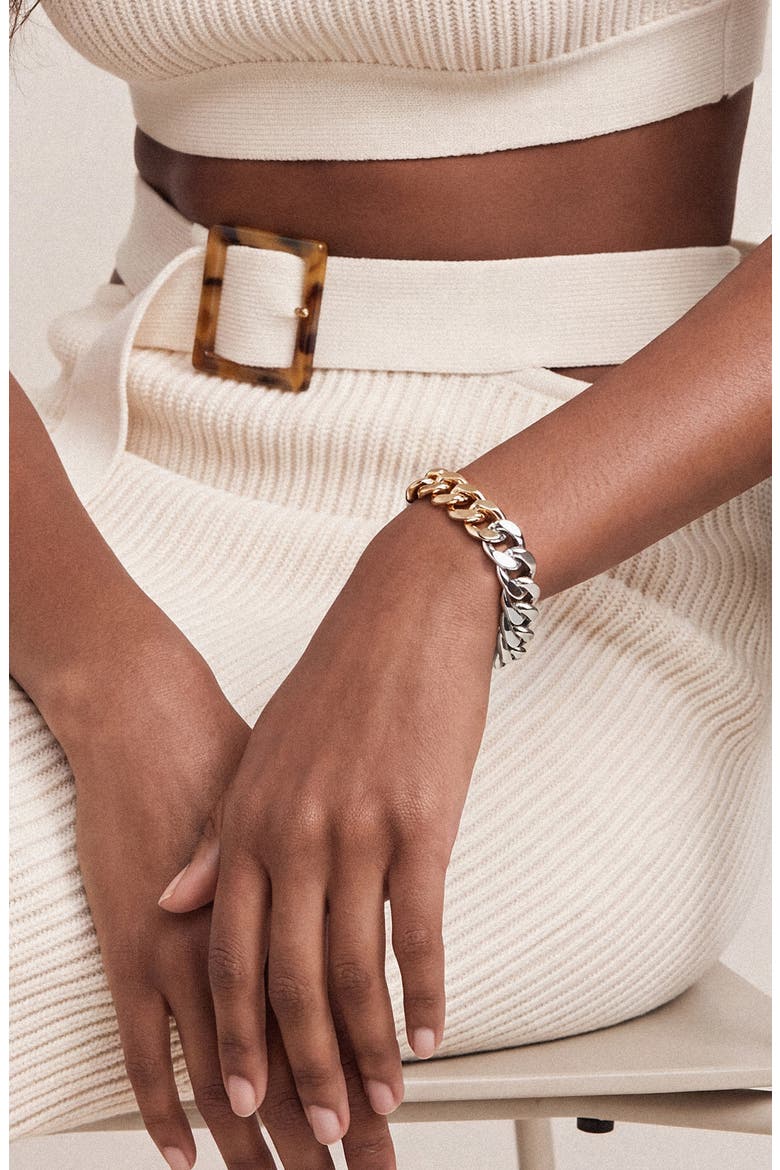 Mixed Metal Chain Bracelet, Alternate, color, MIXED METAL