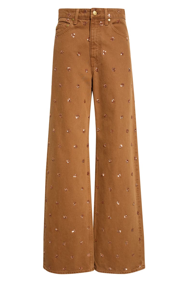 The Willow Embellished Wide Leg Jeans, Alternate, color, EMBELLISHED UMBER