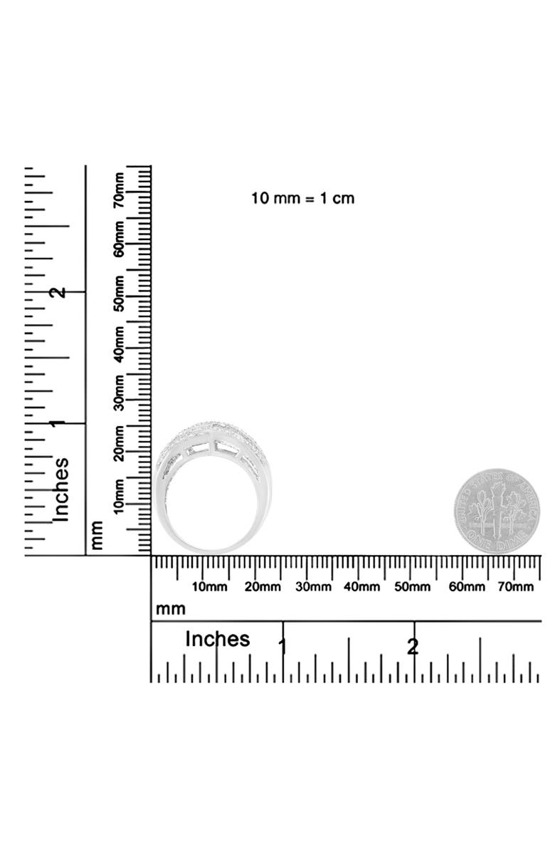 Haus of Brilliance Silver 1.0 Cttw Round and Baguette Diamond Cross-over Ring Band, Alternate, color, Silver