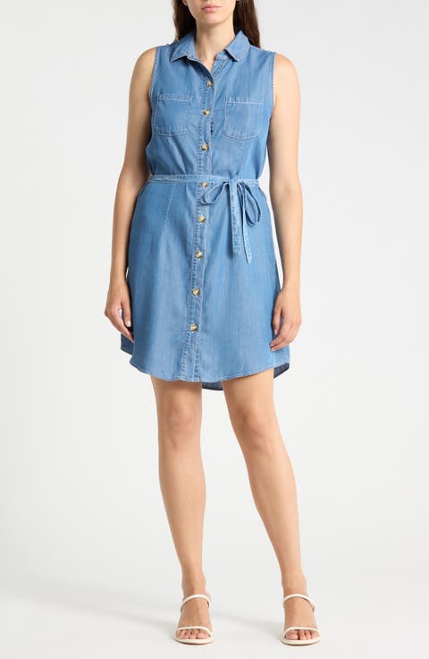 Yuna Sleeveless Denim Shirtdress