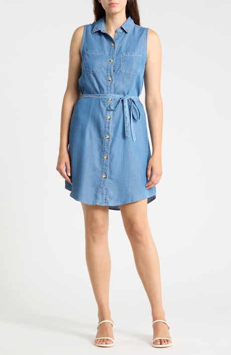 Yuna Sleeveless Denim Shirtdress