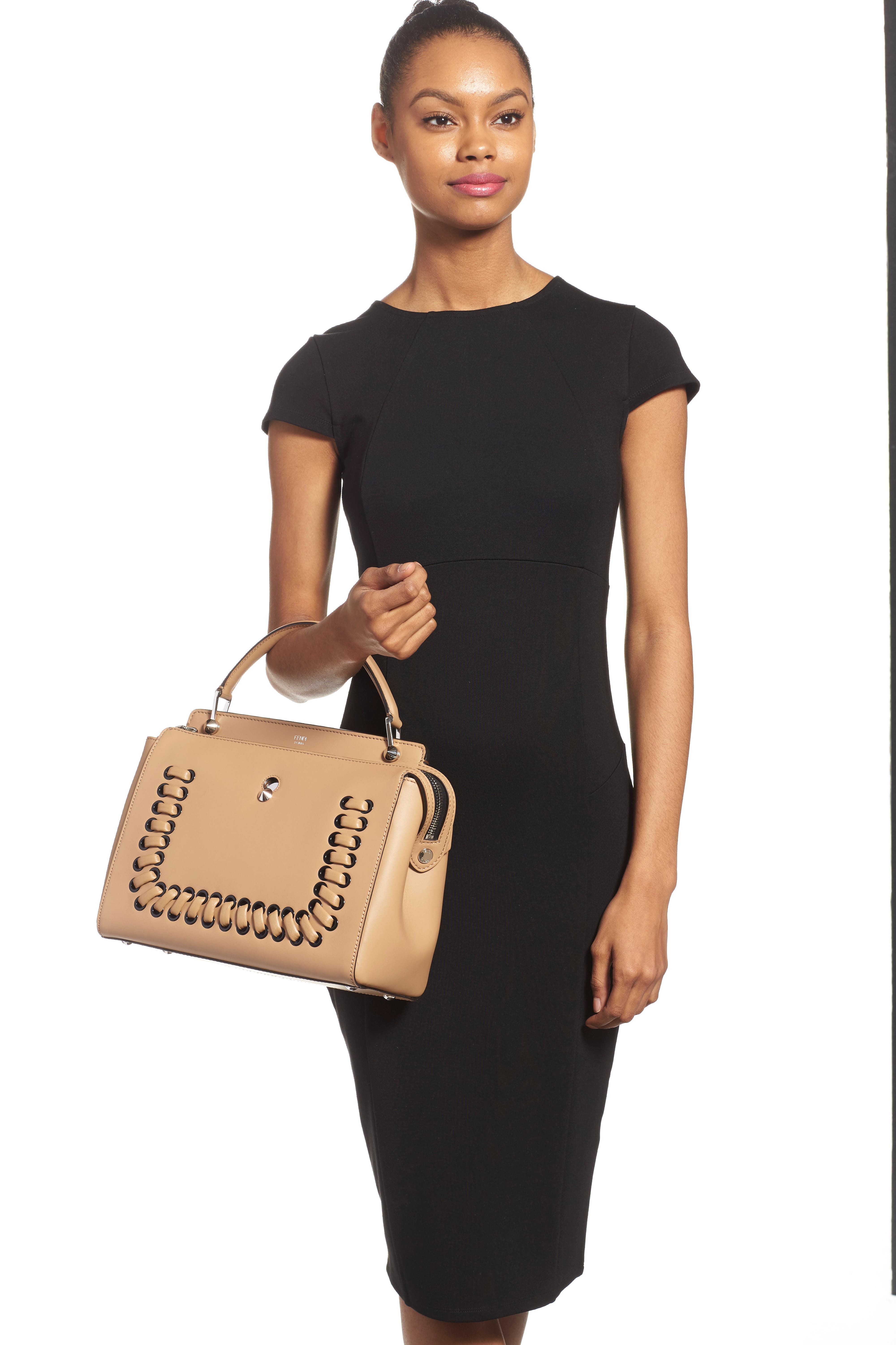 'DOTCOM' Lace-Up Leather Satchel, Alternate, color, CUOIO/ CERULIO