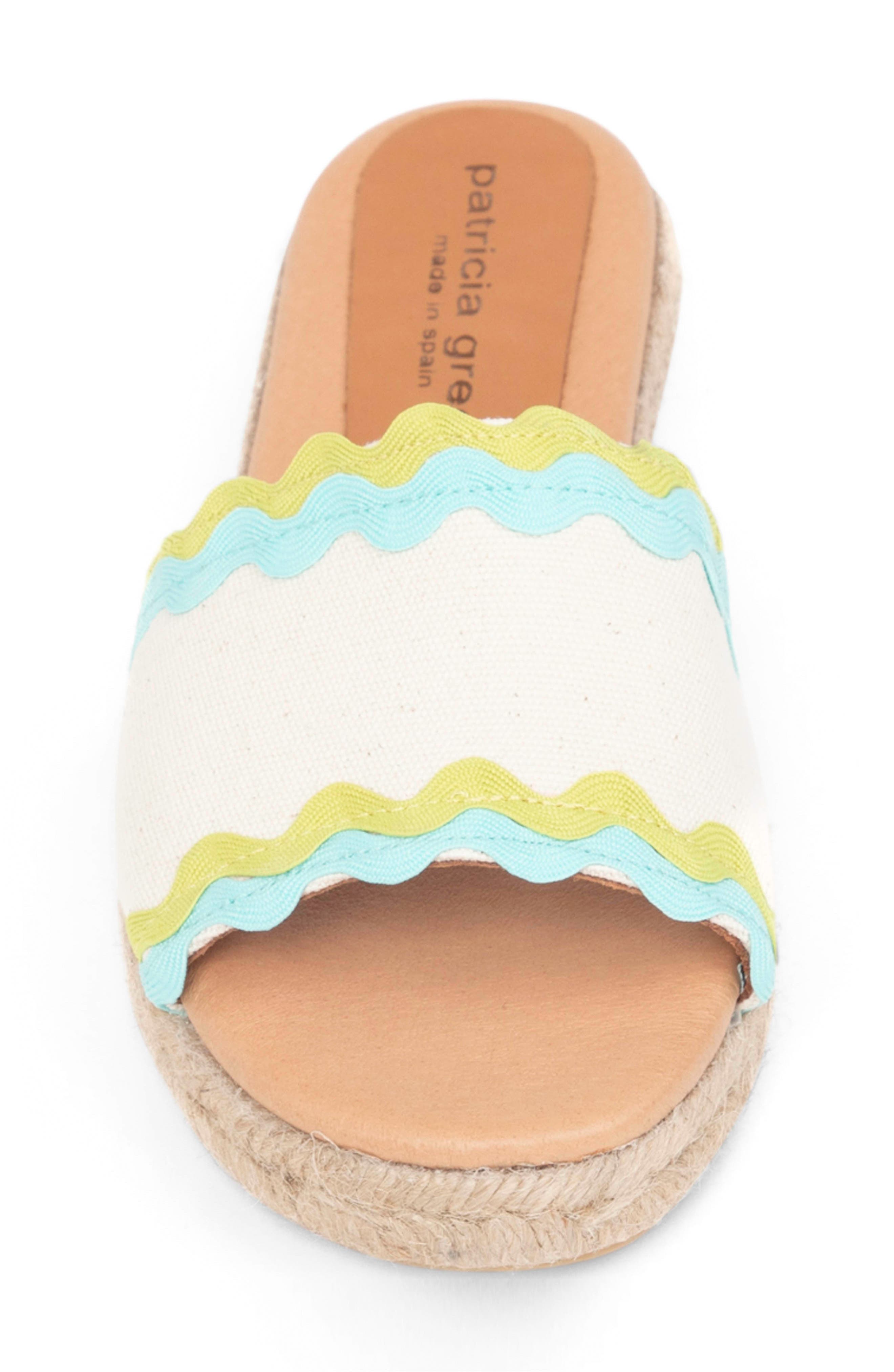 patricia green Ava Ric Rac Platform Espadrille Slide Sandal, Alternate, color, Lime/ Aqua