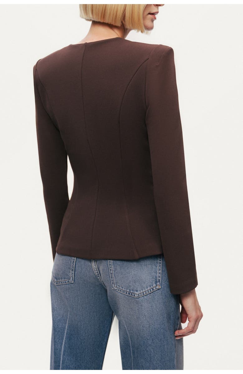 Nocturne Zip-Front Structured Top, Alternate, color, Brown