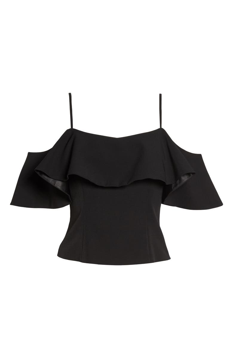 Eliza J Ruffled Cold Shoulder Top, Alternate, color, 
