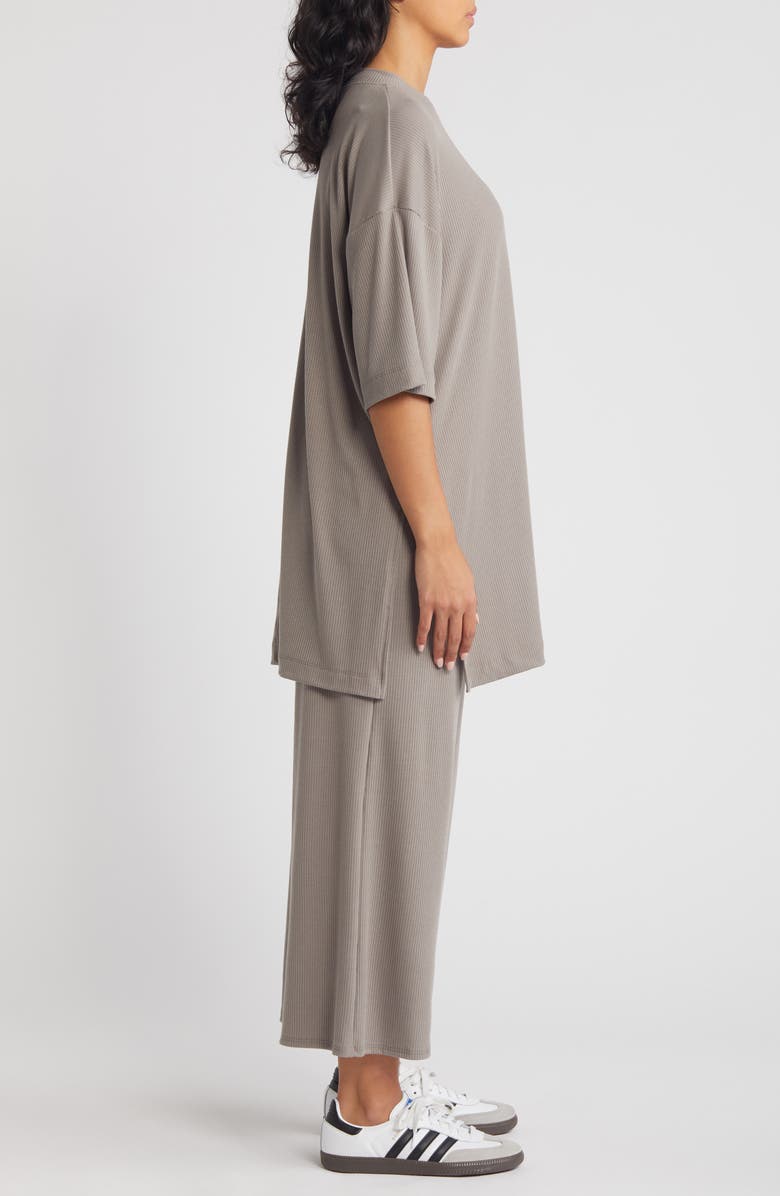 Dressed in Lala Lex Rib Oversize T-Shirt & High Waist Crop Pants, Alternate, color, Steel Grey