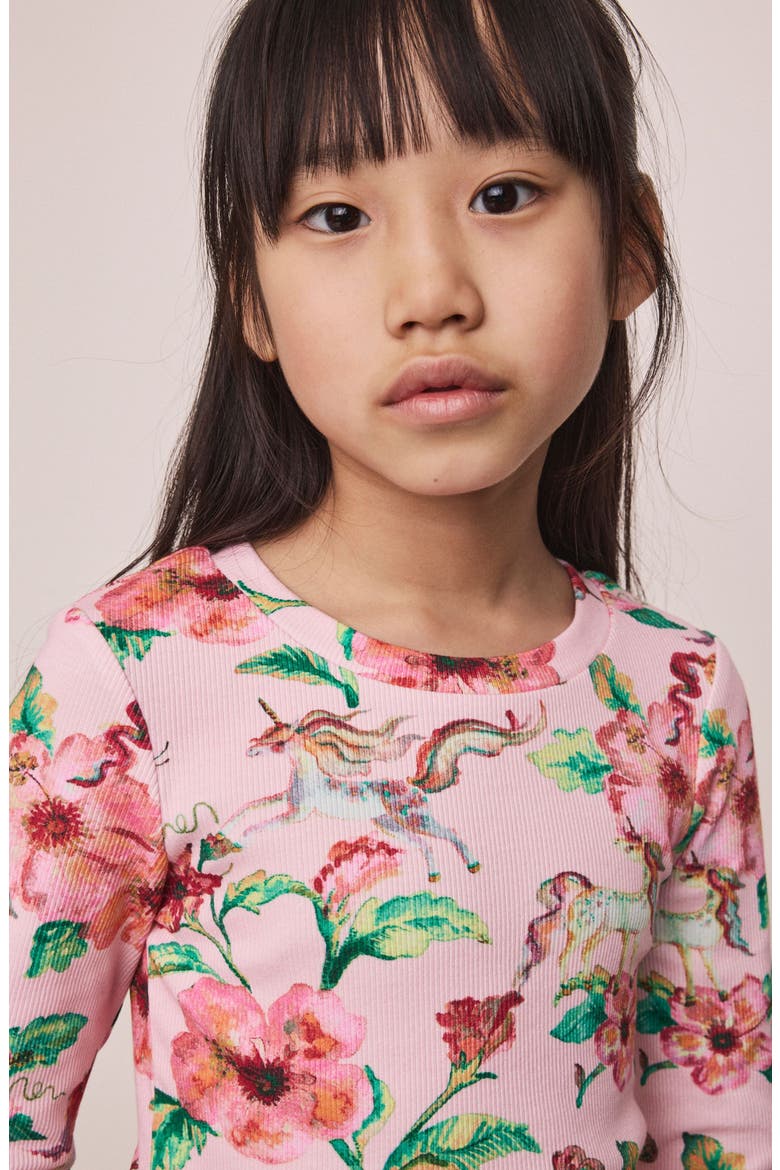 Kids' Floral Rib T-Shirt, Alternate, color, PINK