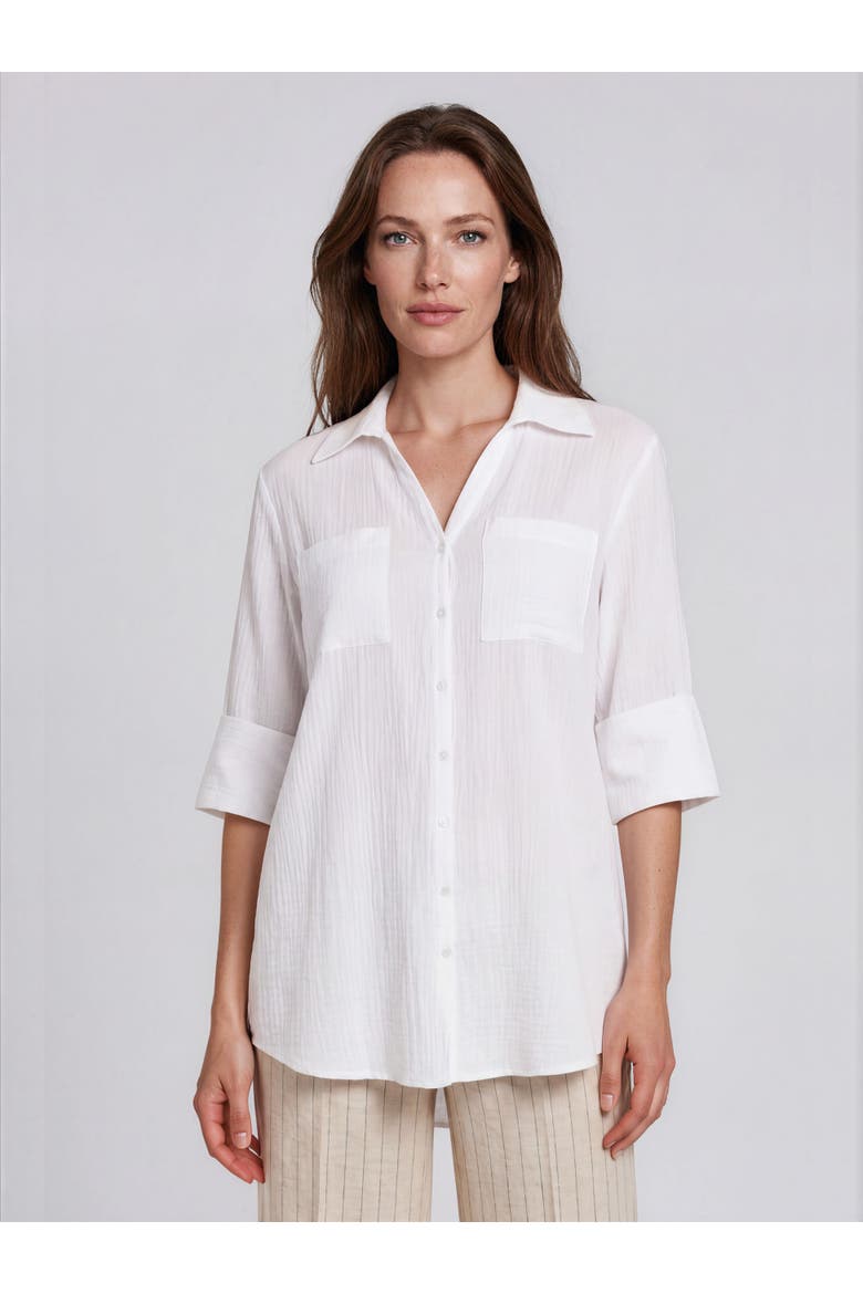 Mairara Button-Front Long Shirt, Main, color, White