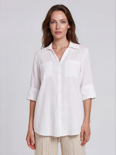 Mairara Button-Front Long Shirt