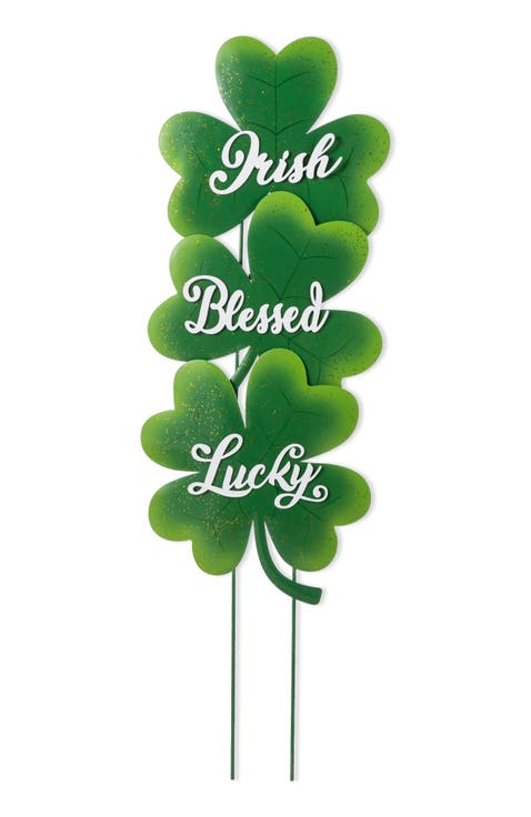 Set of 3 St. Patrick's Metal Shamrock Yard Stake