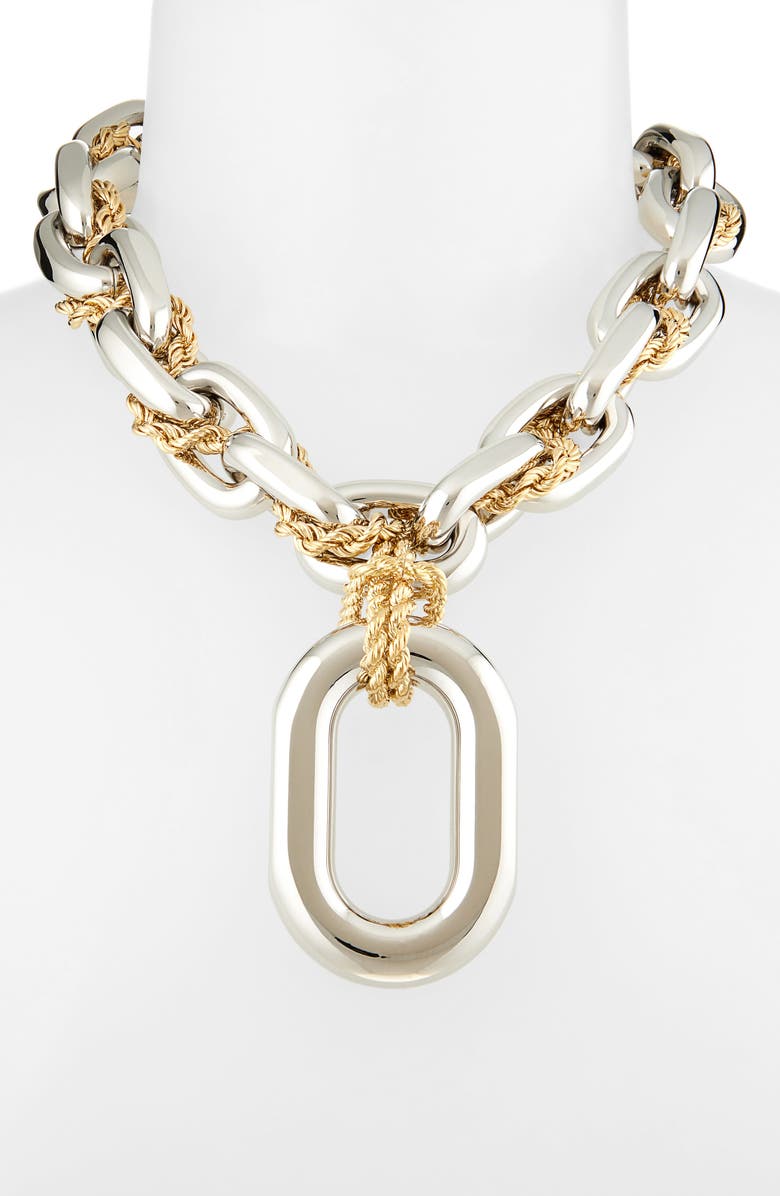Rabanne XL Link Pendant Necklace, Alternate, color, Silver / Gold