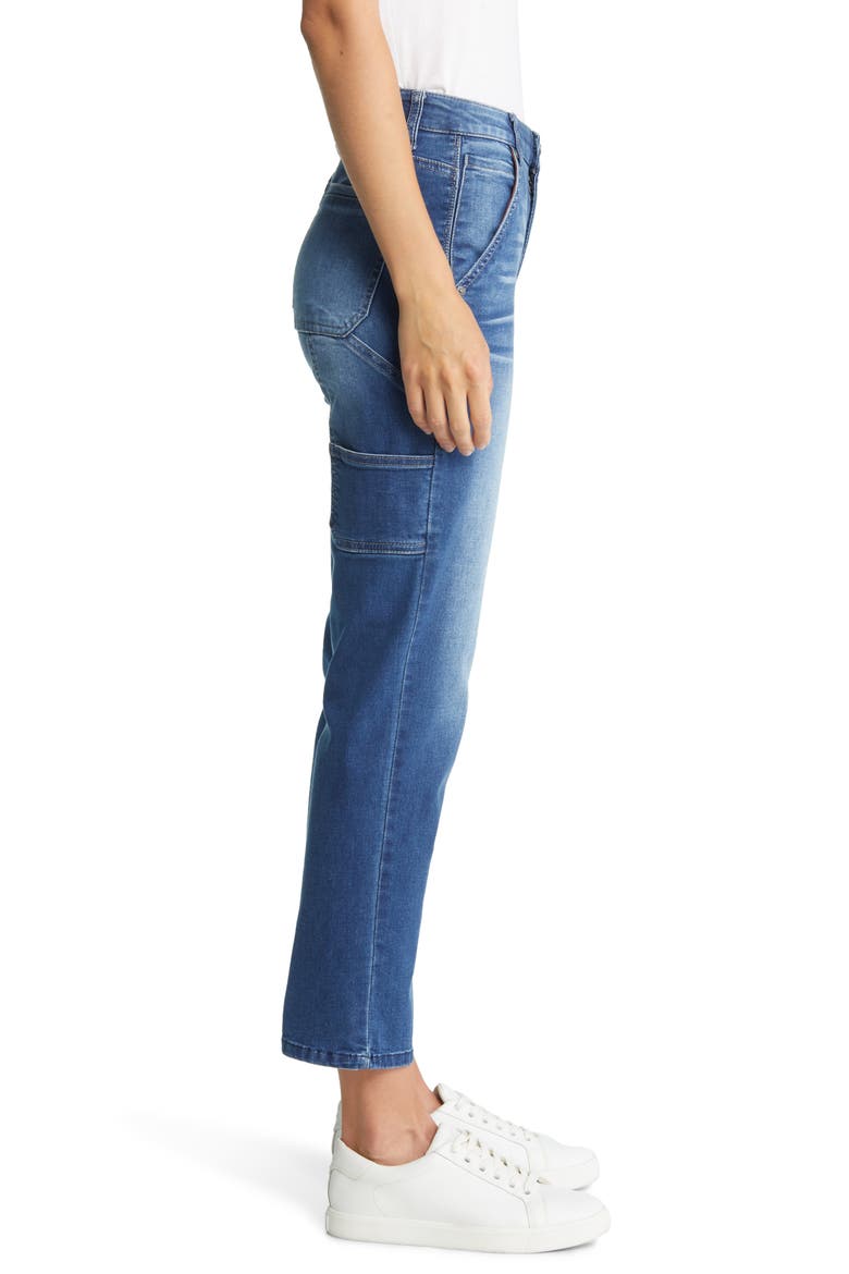'Ab'Solution High Waist Ankle Crop Carpenter Jeans (Nordstrom Exclusive), Alternate, color, MID BLUE