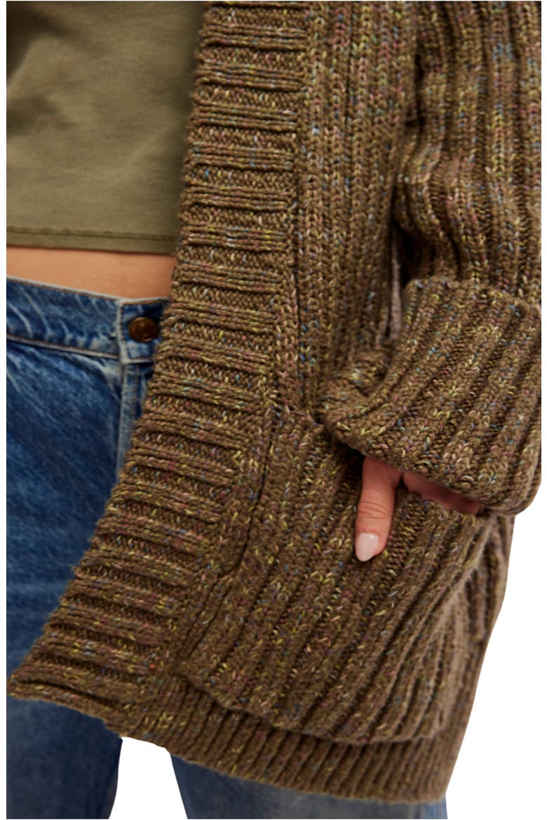 Blossom Cotton Open Front Cardigan, Alternate, color, IVY EARTH COMBO