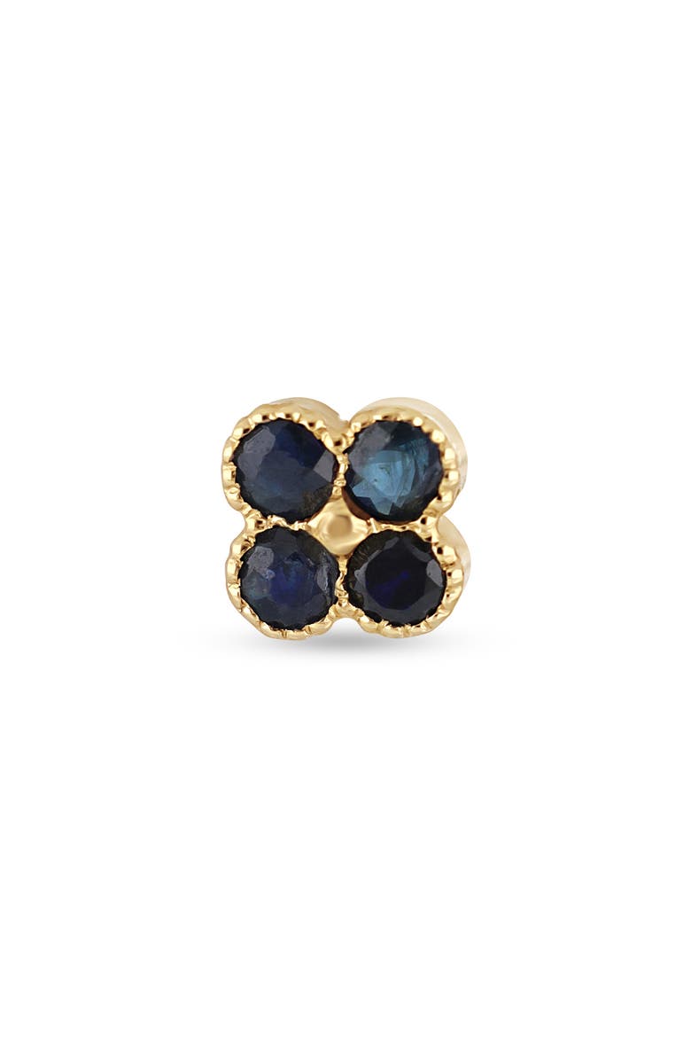 18K Gold El Mar Gemstone Clover Stud Earrings, Alternate, color, 18K YELLOW GOLD/ SAPPHIRE