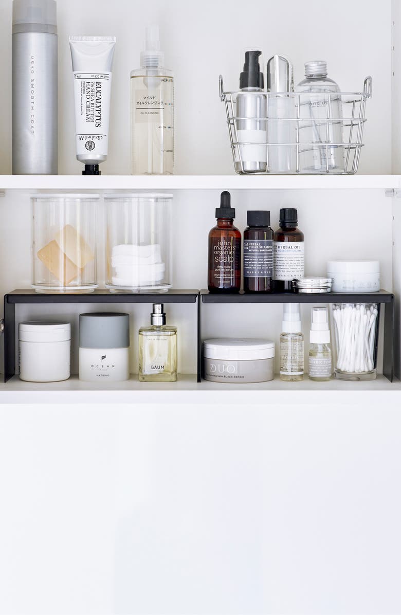 Yamazaki Set of 2 Medicine Cabinet Racks, Alternate, color, Black