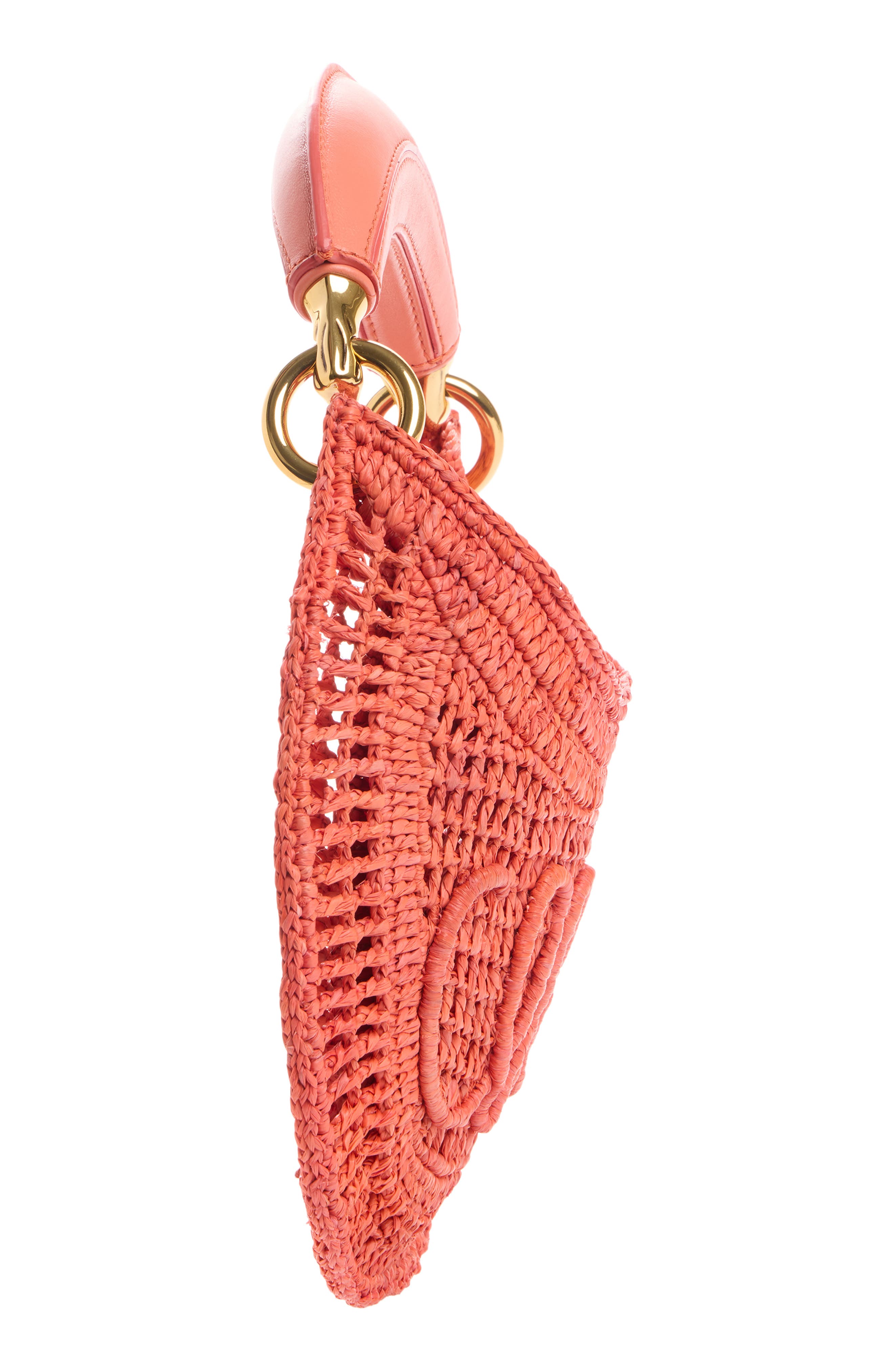Summer Banana Raffia Handheld Bag, Alternate, color, CAMELLIA CORAL