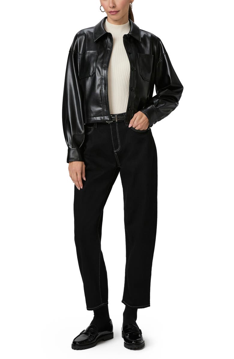 PAIGE Connor Faux Leather Shacket, Alternate, color, Black