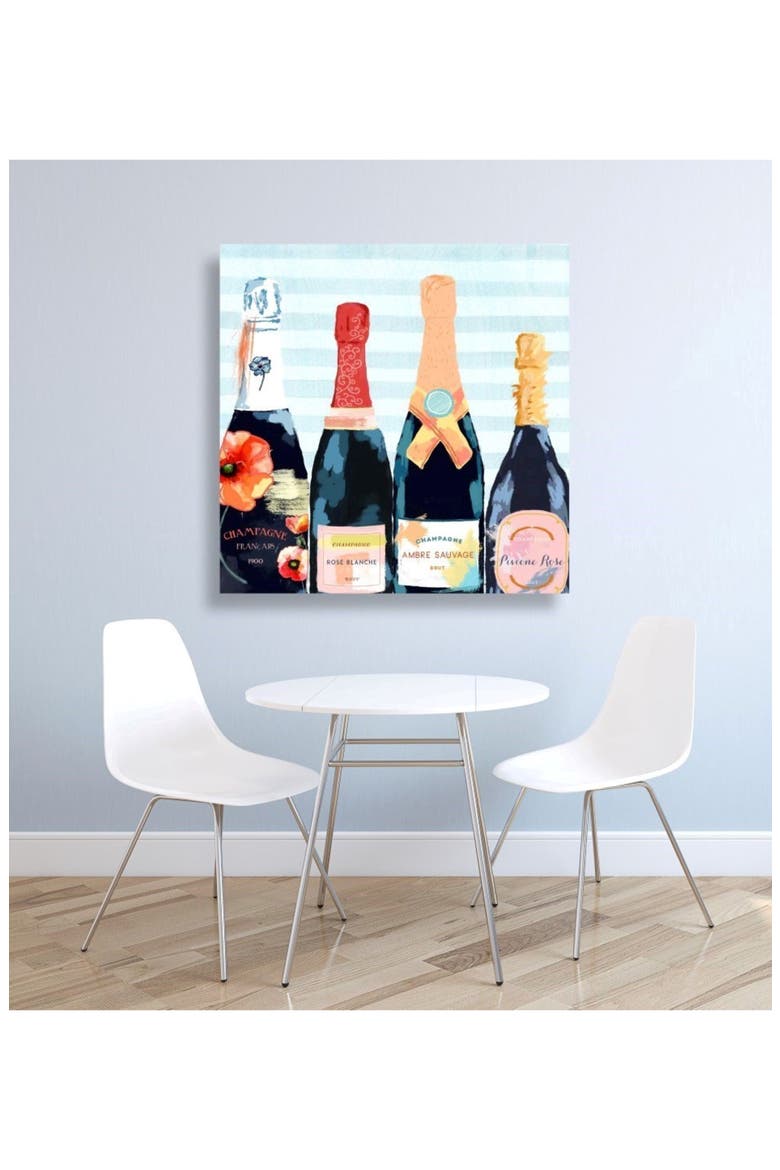 Champagne Flower Canvas Wall Art, Alternate, color, BLUE