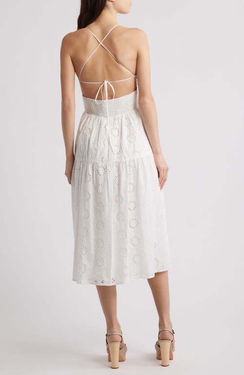 City Studio Eyelet Embroidery A-line Midi Dress In Ivory
