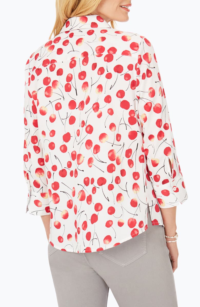 Foxcroft Mary Sweet Cherries Wrinkle Free Shirt, Alternate, color,